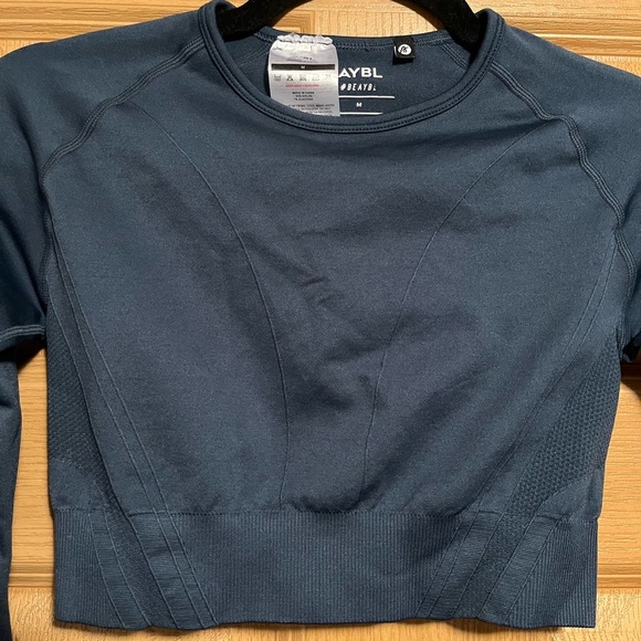 AYBL Staple Long Sleeve Crop Top in Navy - Picture 3 of 9